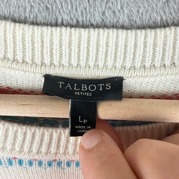 Talbots Fair Isle Sweater Womens‎ LP Petite Colorful Winter Lambswool Soft Basic - Picture 7 of 10